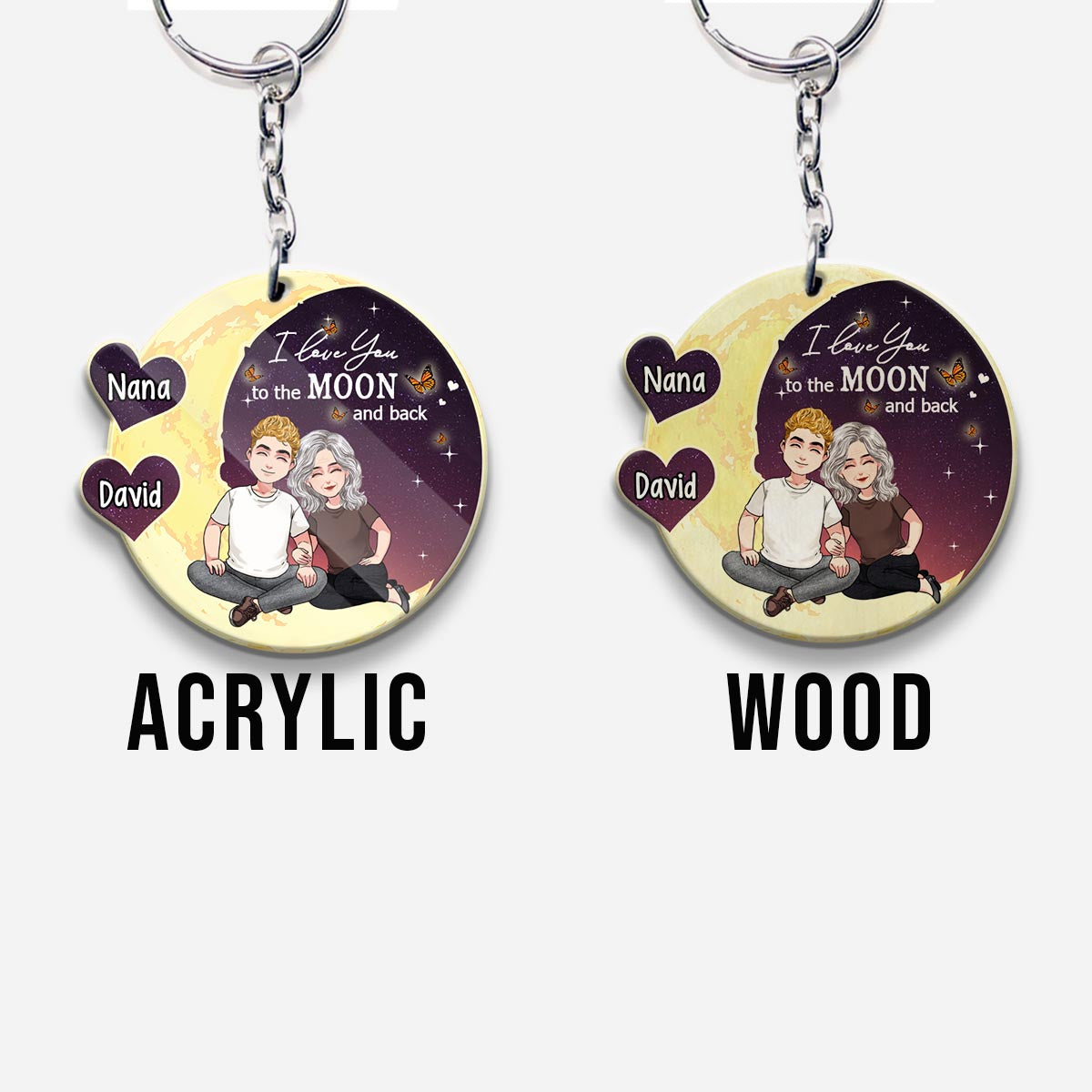 Bis zum Mond und zurück – Geschenk für Mama, Oma – Personalisierter Schlüsselanhänger