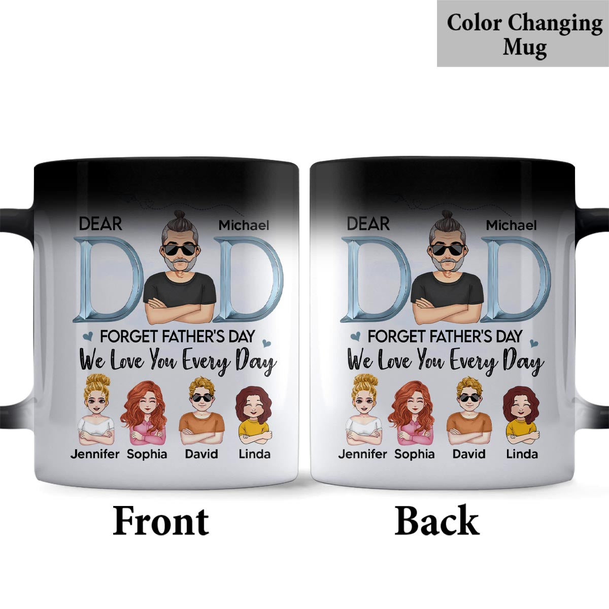 Wir lieben dich jeden Tag, Papa – personalisierte Vater-Tasse