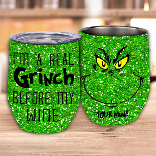 Gobelet à vin personnalisé « Avant mon café » avec étole de Noël