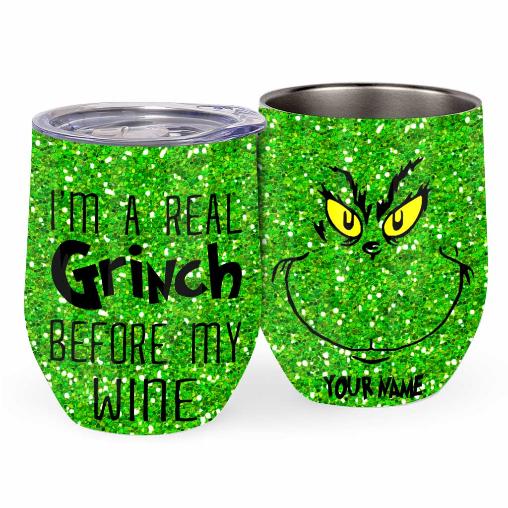 Gobelet à vin personnalisé « Avant mon café » avec étole de Noël