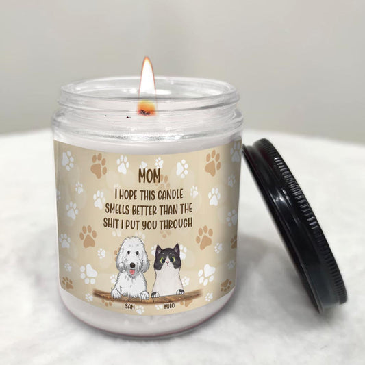 Lustiges Geschenk für Katzenmama und Katzenpapa – personalisierte Hundekerze zum Muttertag