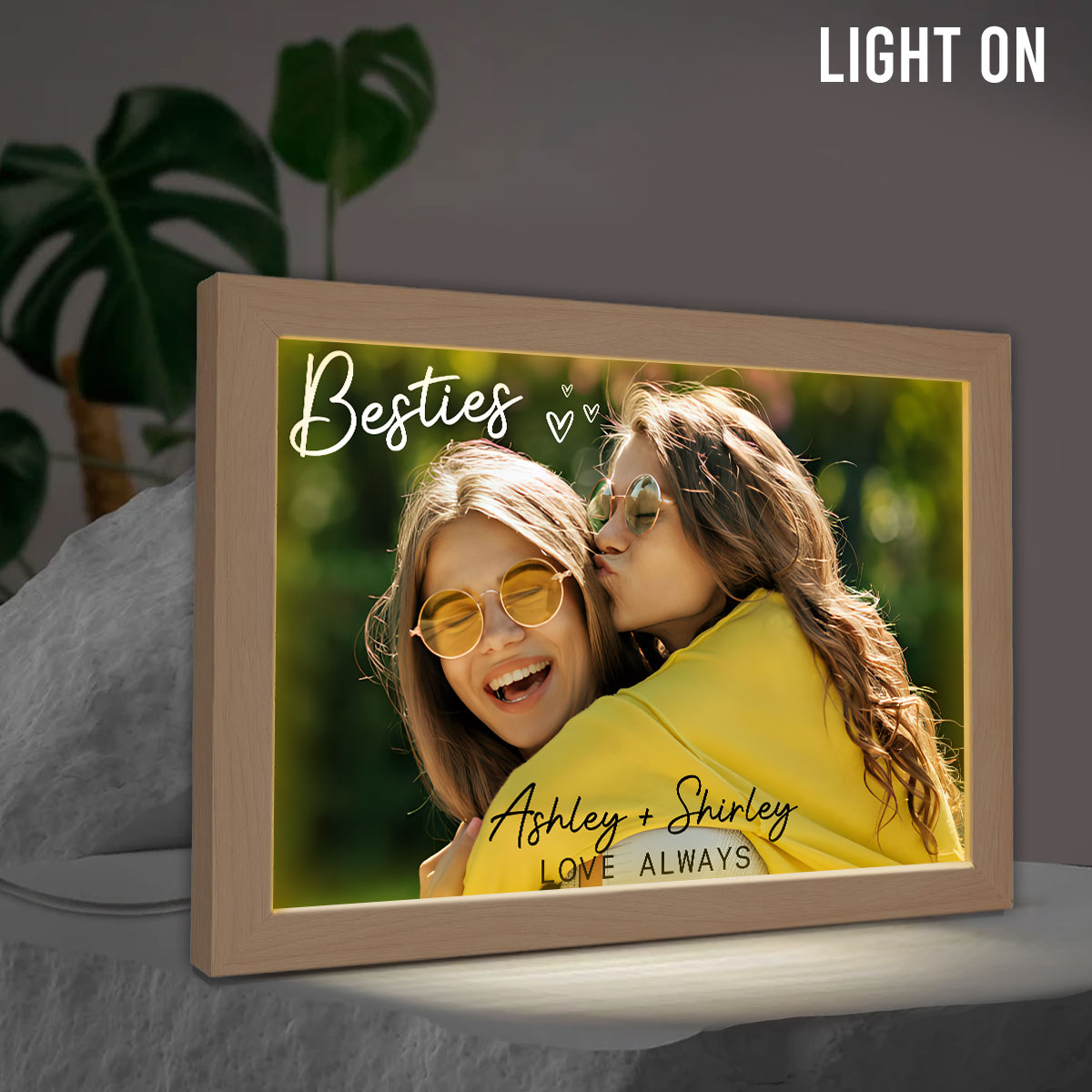 Meilleures amies pour toujours - Cadre photo lumineux personnalisé pour meilleures amies