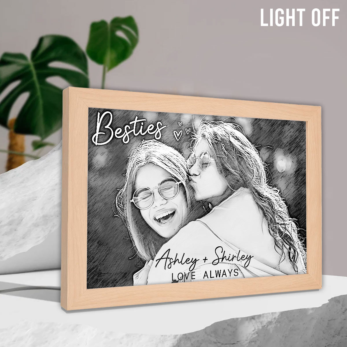 Meilleures amies pour toujours - Cadre photo lumineux personnalisé pour meilleures amies