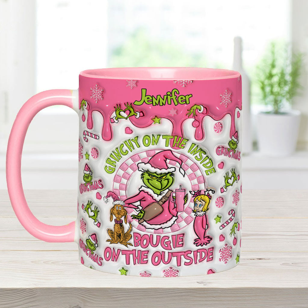 Grincheux à l'intérieur - Mug personnalisé avec étole de Noël