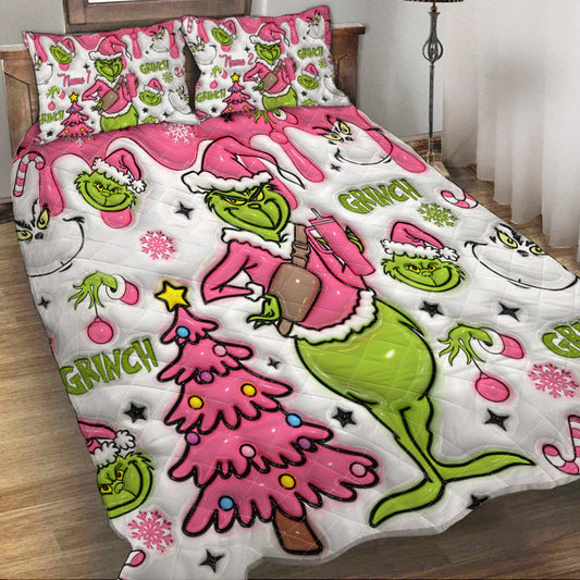 Fröhliche Grinchmas - Personalisierte Stola-Weihnachtsdecken-Set