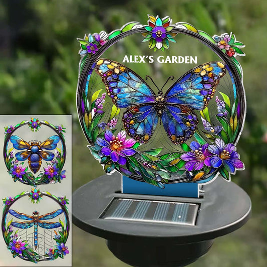 Bunte Schmetterlinge, Bienen, Kolibris... - Personalisierte Solar-Gartenleuchte
