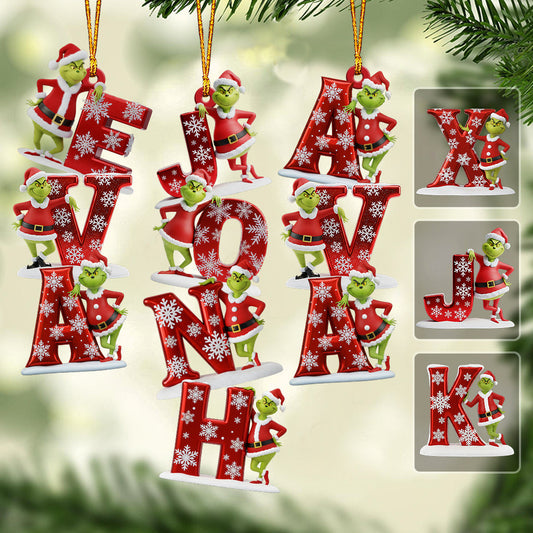 Perfect Green Monster Name Letter - Personalized Stole Christmas Transparent Ornament