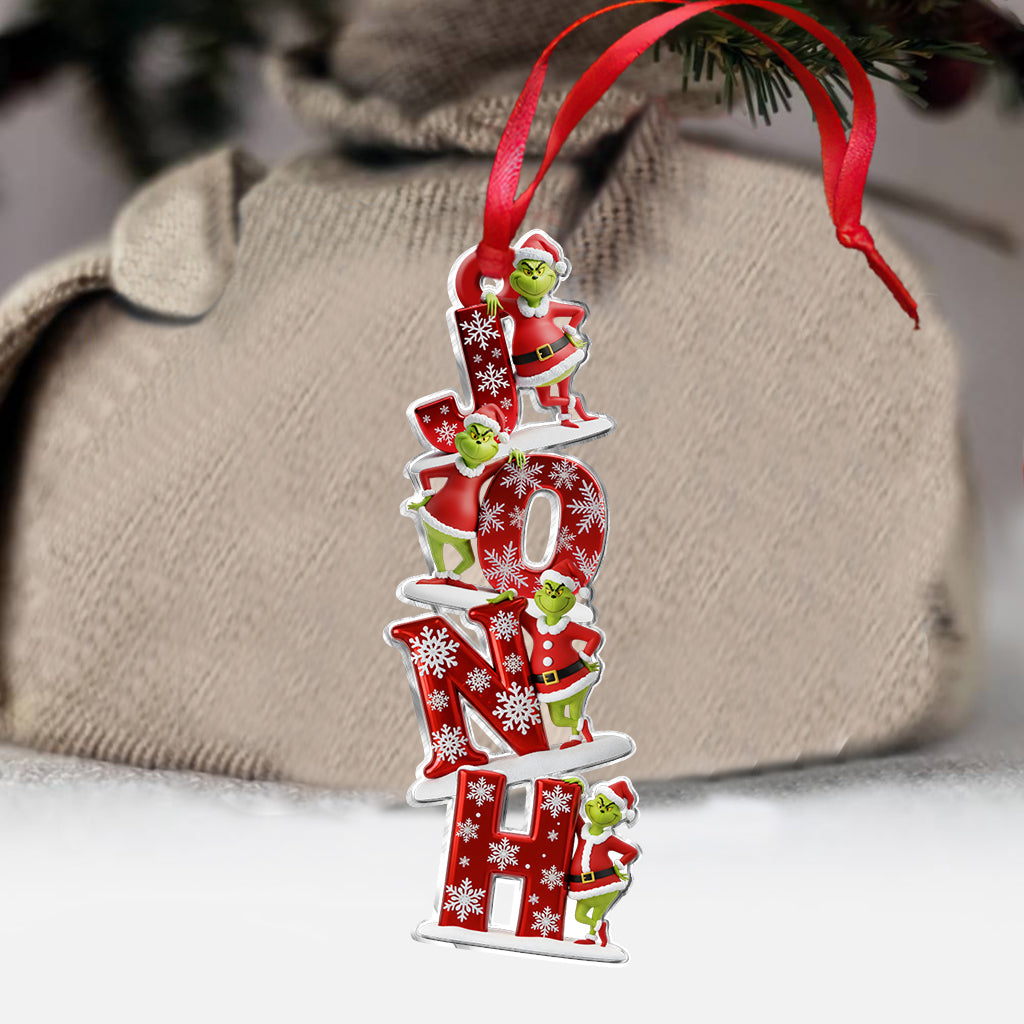 Perfekter grüner Monster-Namensbuchstabe - Personalisierte Stola, transparenter Weihnachtsschmuck