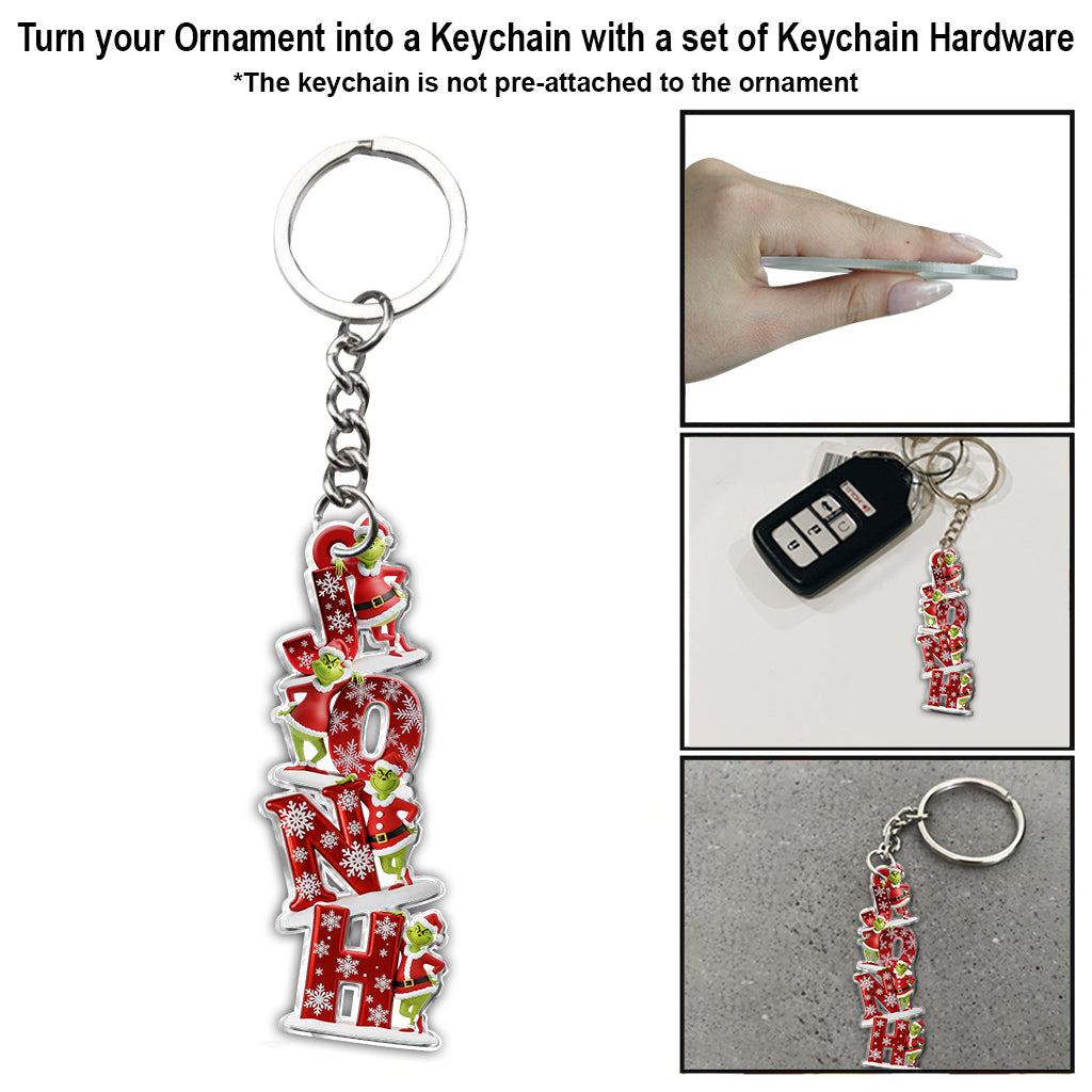 Perfekter grüner Monster-Namensbuchstabe - Personalisierte Stola, transparenter Weihnachtsschmuck