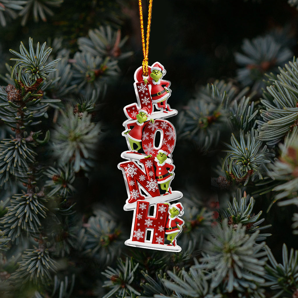 Perfekter grüner Monster-Namensbuchstabe - Personalisierte Stola, transparenter Weihnachtsschmuck