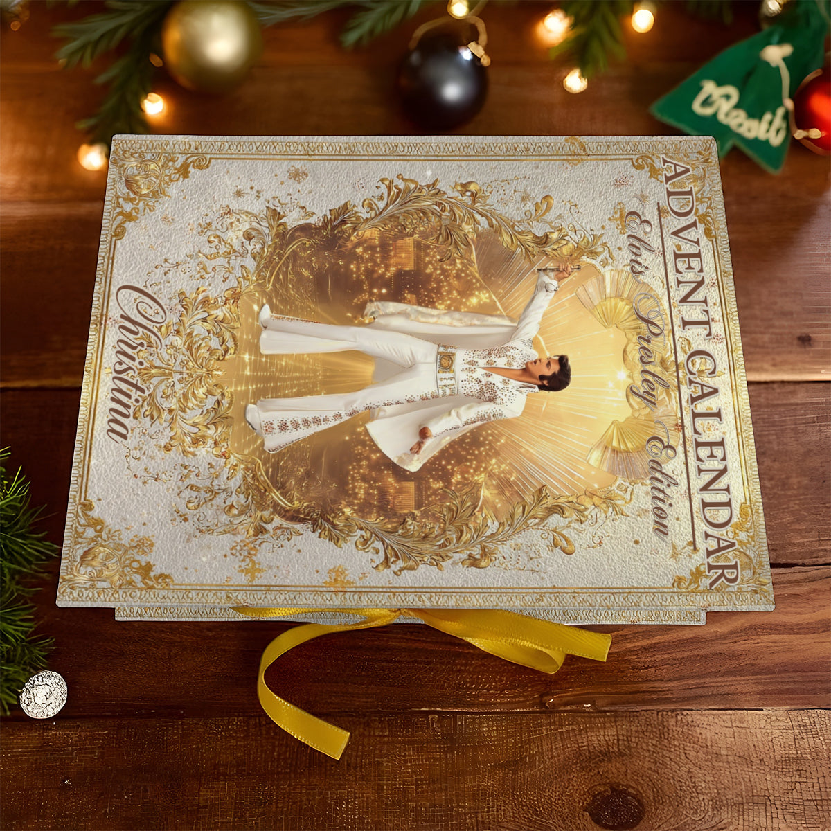 Der König des Rock 'n' Roll – Personalisierter, gefalteter Adventskalender mit Ornamenten