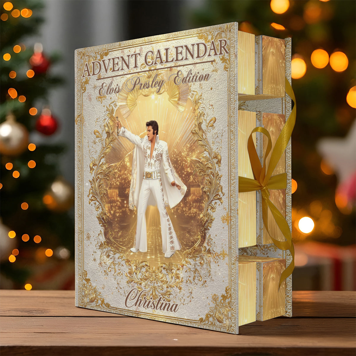 Der König des Rock 'n' Roll – Personalisierter, gefalteter Adventskalender mit Ornamenten