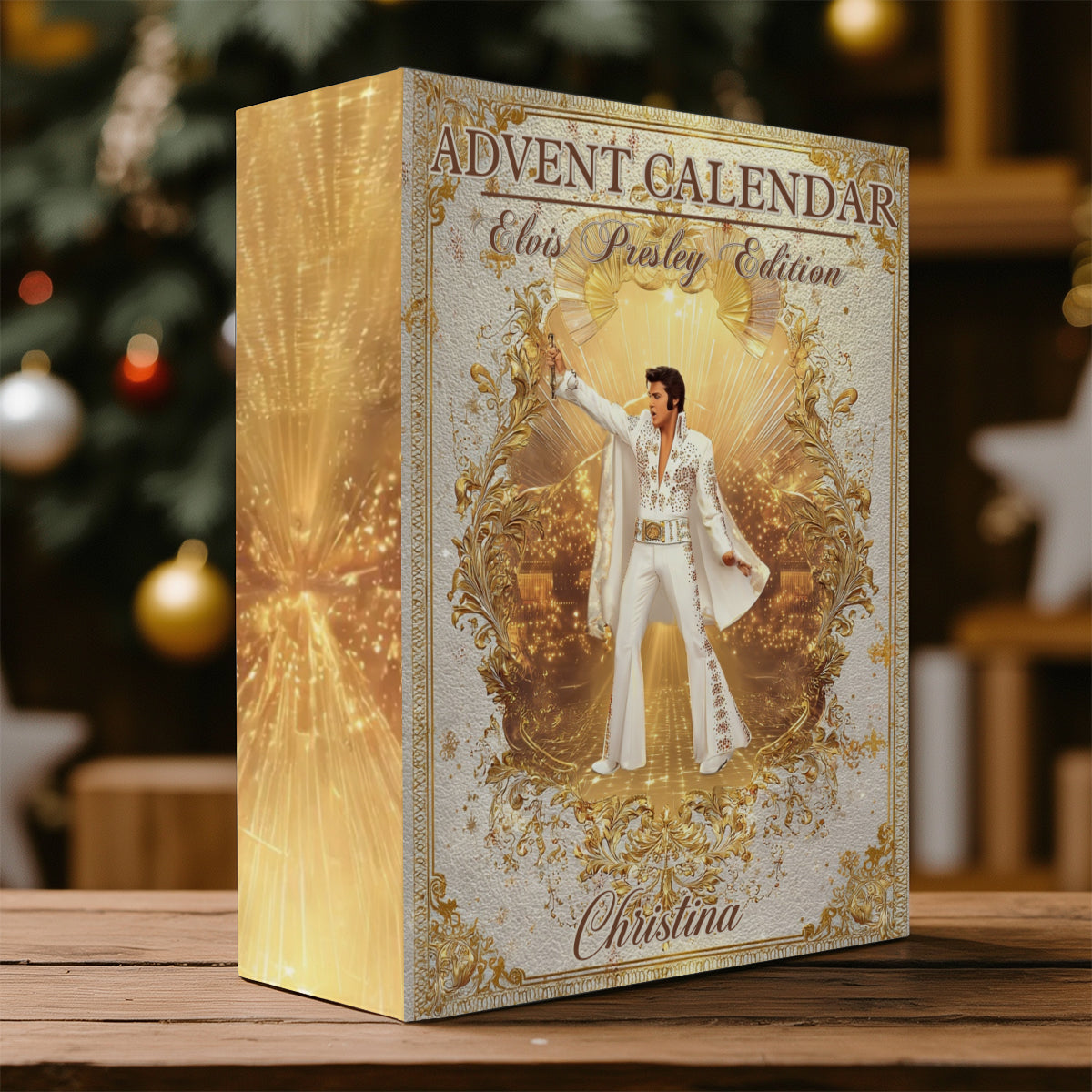 Der König des Rock 'n' Roll – Personalisierter, gefalteter Adventskalender mit Ornamenten