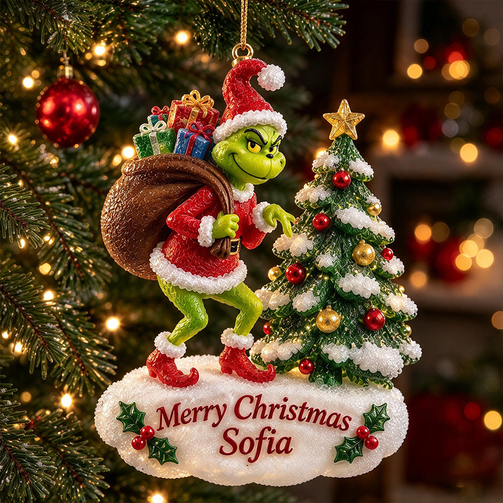 Merry Christmas - Personalized Stole Christmas Custom Shape Glass Ornament