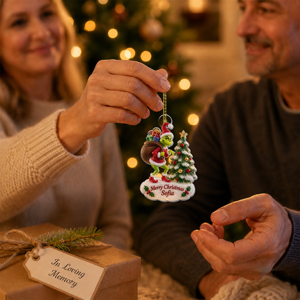 Merry Christmas - Personalized Stole Christmas Custom Shape Glass Ornament