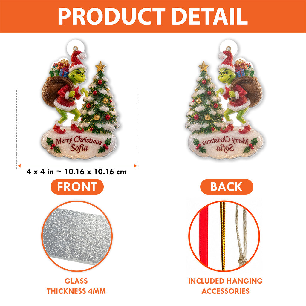Merry Christmas - Personalized Stole Christmas Custom Shape Glass Ornament