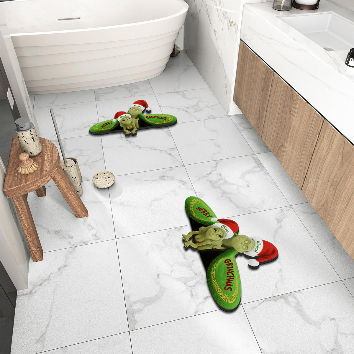 Cadeau de Noël amusant pour couple - Étole de Noël personnalisée, tapis tufté antidérapant