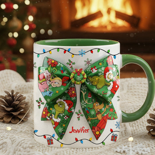 Grünes Band, frech - Personalisierte Stola, Weihnachtstasse