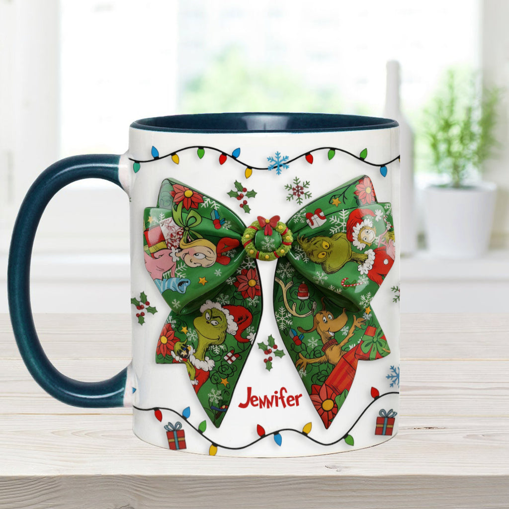 Grünes Band, frech - Personalisierte Stola, Weihnachtstasse