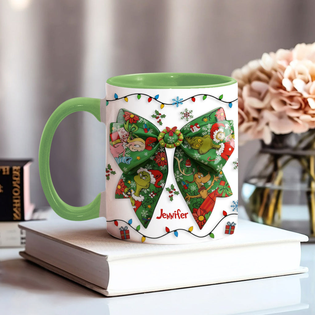 Grünes Band, frech - Personalisierte Stola, Weihnachtstasse