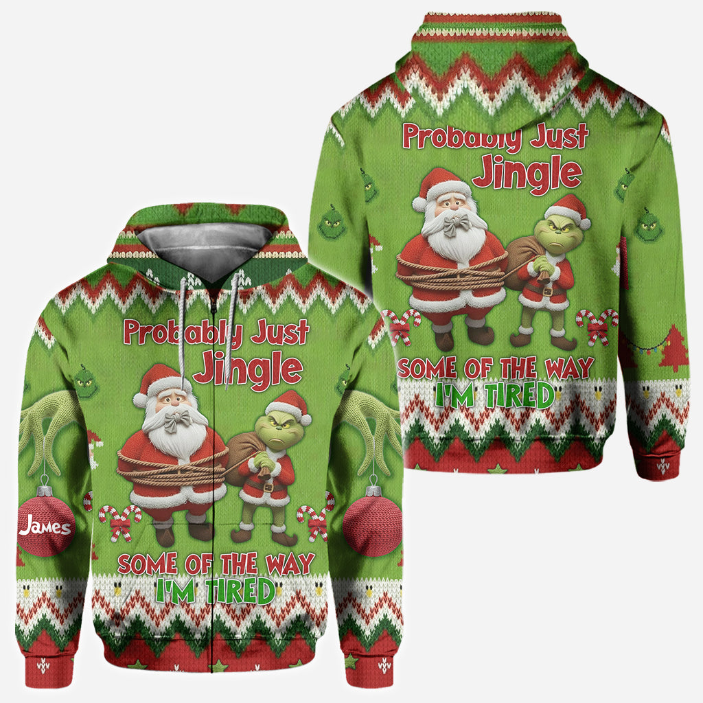 Ich werde wohl einfach ein bisschen klingeln, so müde bin ich – personalisiertes Stole Christmas All Over Shirt