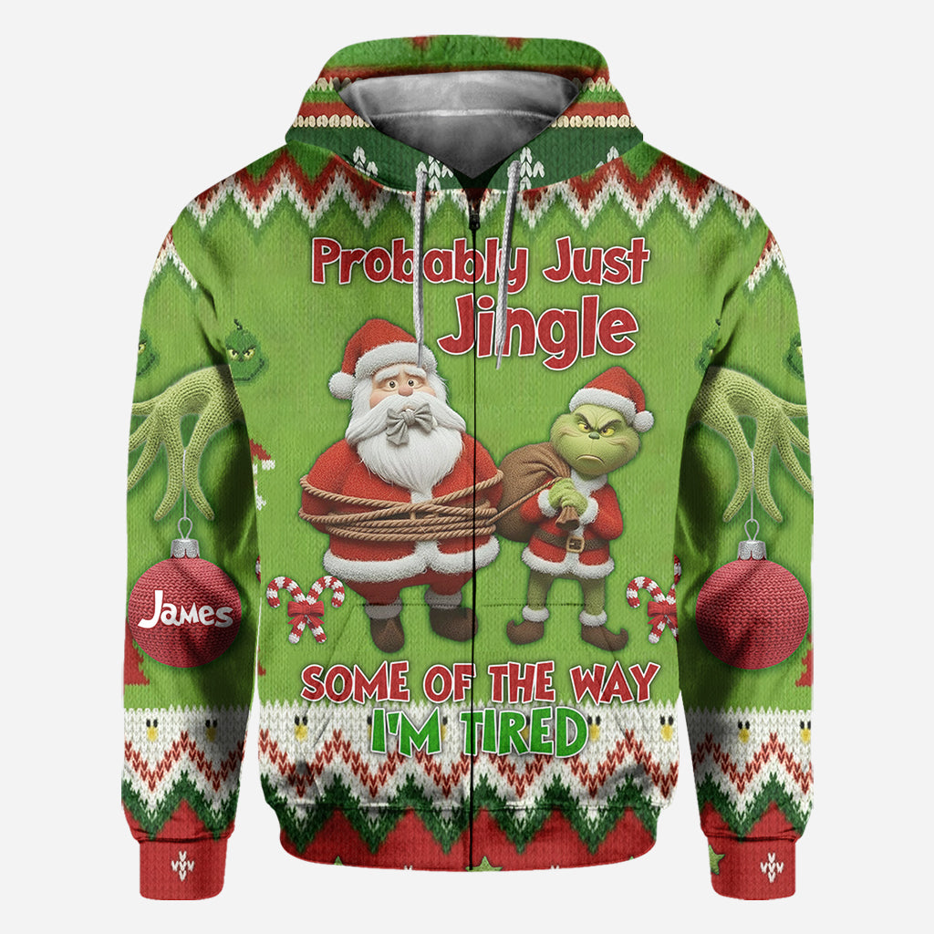 Ich werde wohl einfach ein bisschen klingeln, so müde bin ich – personalisiertes Stole Christmas All Over Shirt