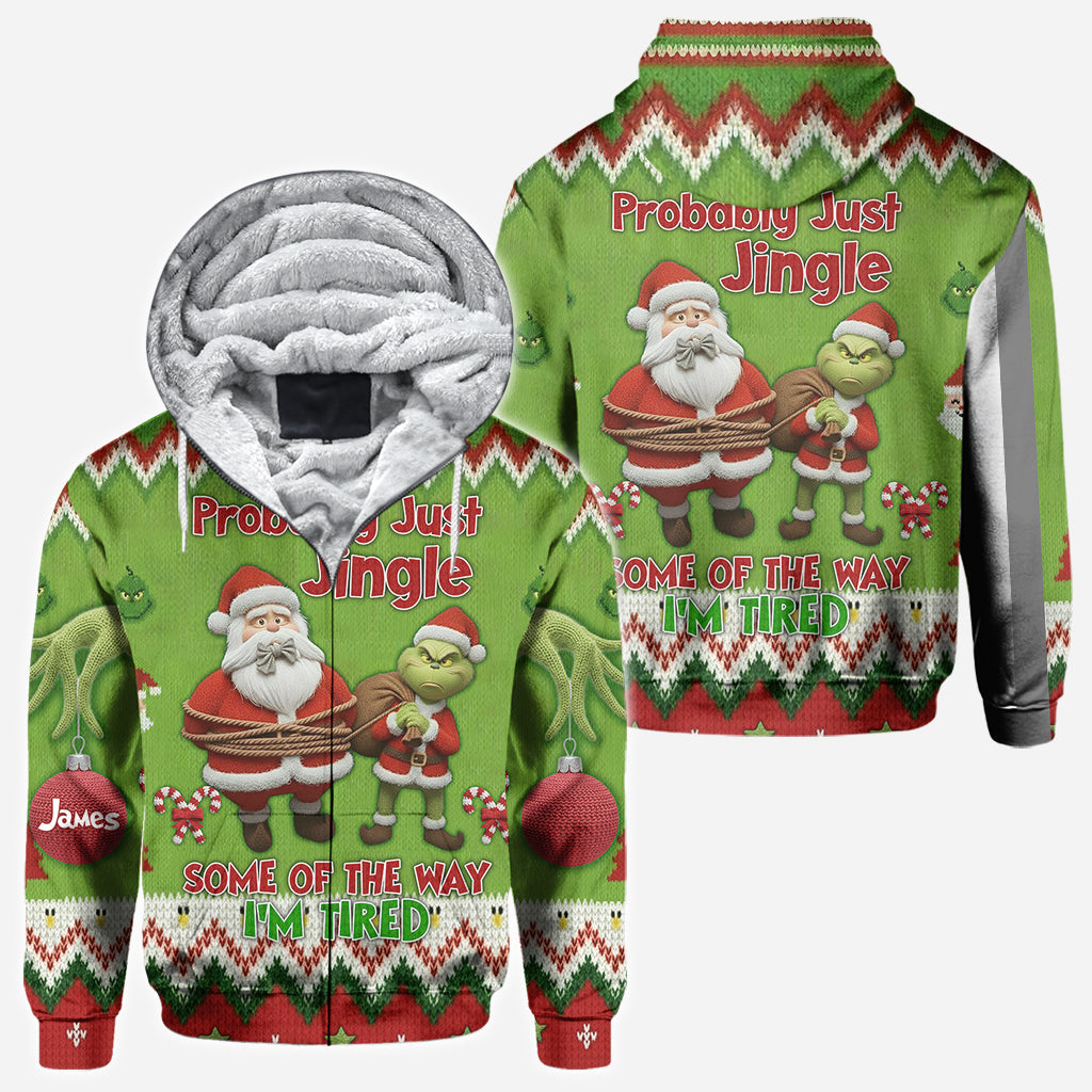 Ich werde wohl einfach ein bisschen klingeln, so müde bin ich – personalisiertes Stole Christmas All Over Shirt