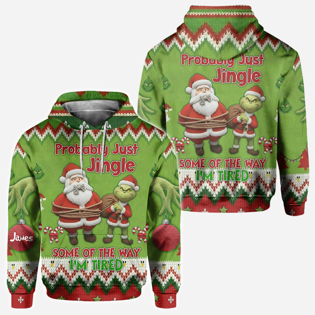 Ich werde wohl einfach ein bisschen klingeln, so müde bin ich – personalisiertes Stole Christmas All Over Shirt