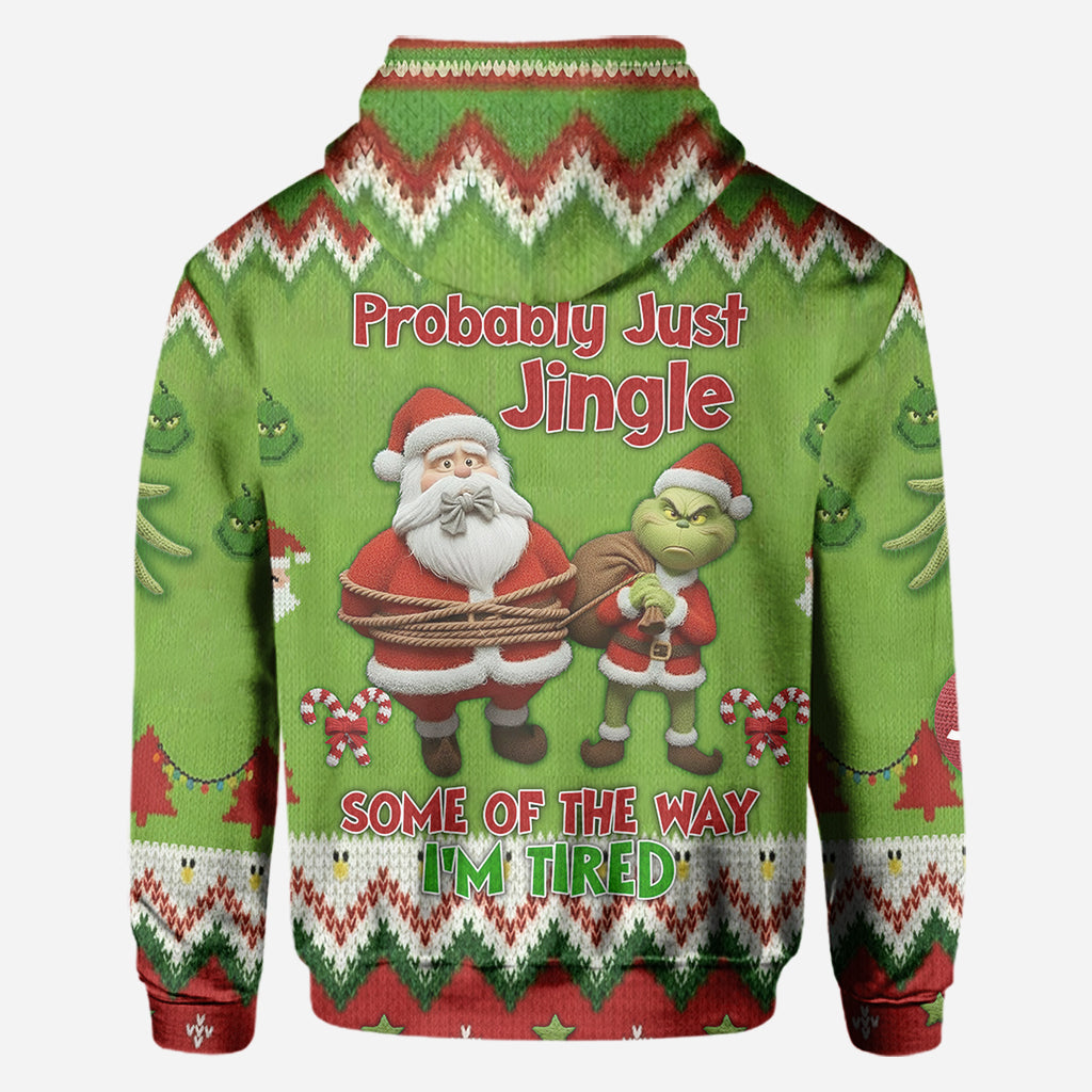 Ich werde wohl einfach ein bisschen klingeln, so müde bin ich – personalisiertes Stole Christmas All Over Shirt