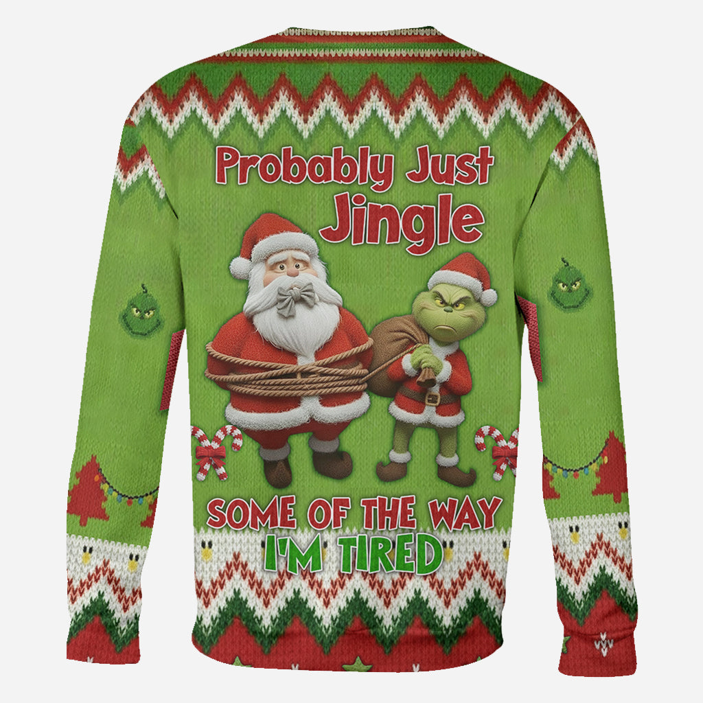 Ich werde wohl einfach ein bisschen klingeln, so müde bin ich – personalisiertes Stole Christmas All Over Shirt