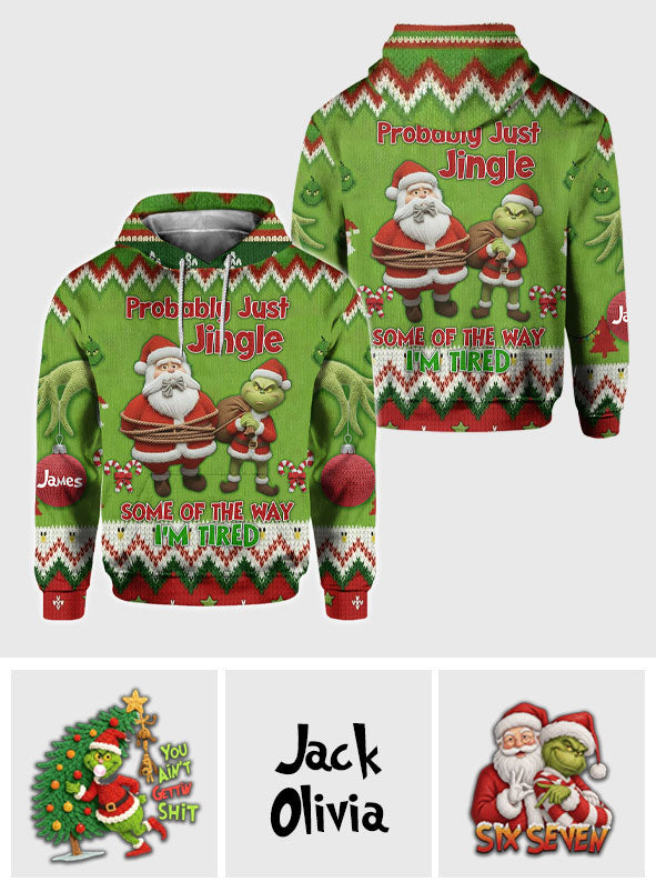 Ich werde wohl einfach ein bisschen klingeln, so müde bin ich – personalisiertes Stole Christmas All Over Shirt
