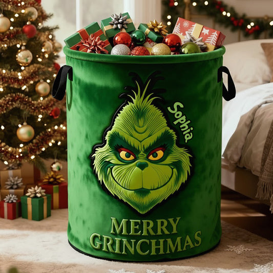 Fröhliche Grinchmas – Personalisierter Aufbewahrungskorb für Weihnachtsstolen