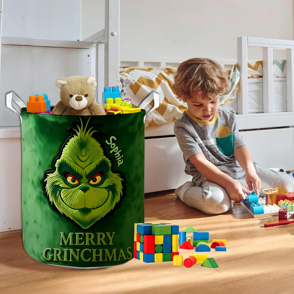 Merry Grinchmas - Personalized Stole Christmas Storage Basket