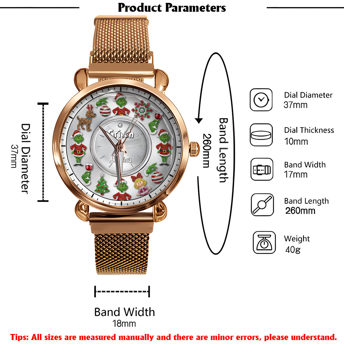 Joyeux Noël - Étole de Noël personnalisée pour femme - Montre-bracelet 