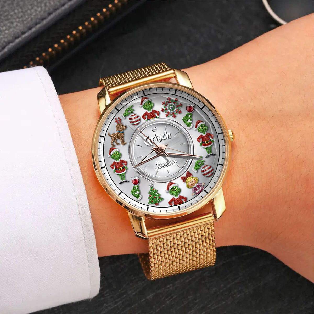 Joyeux Noël - Étole de Noël personnalisée pour femme - Montre-bracelet 
