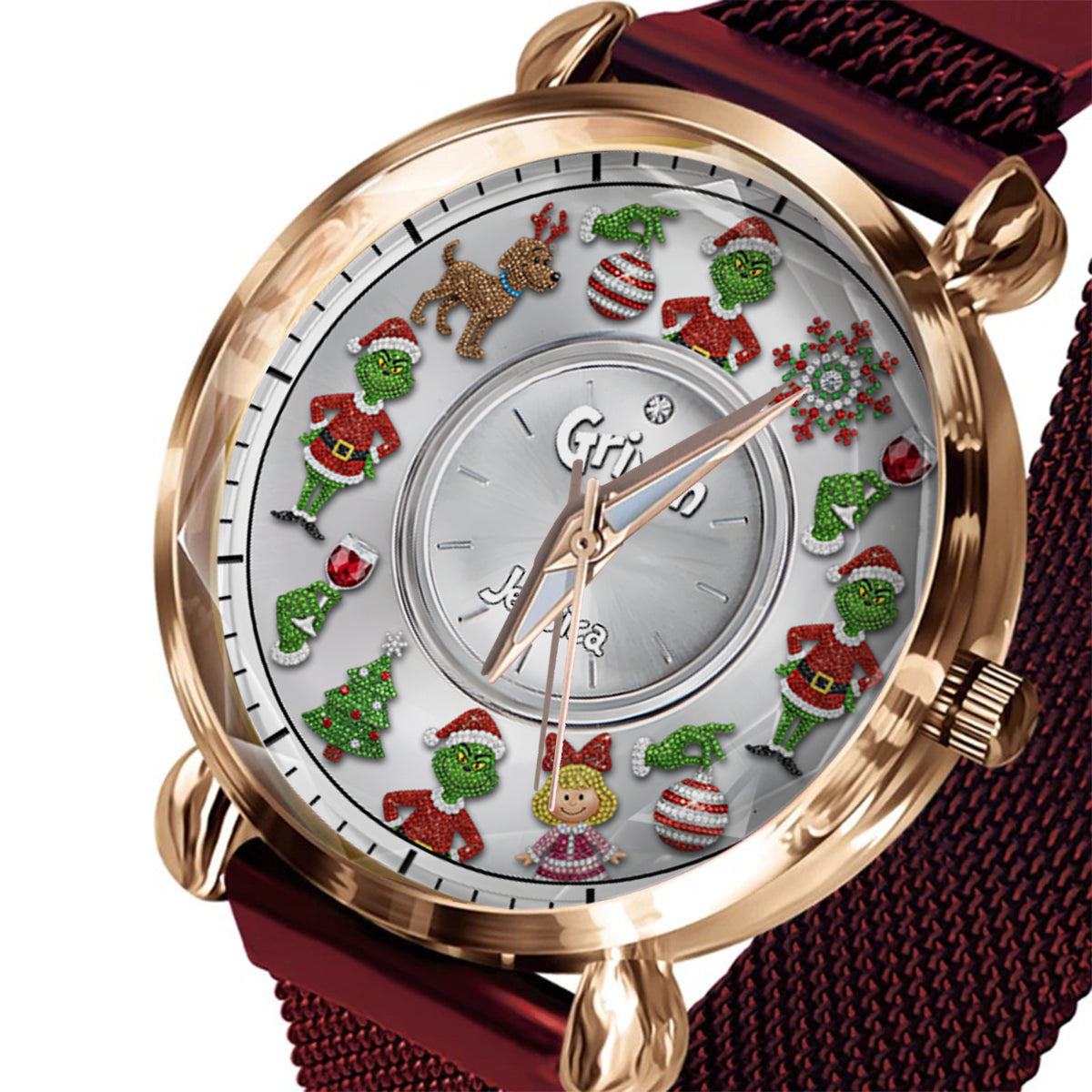 Joyeux Noël - Étole de Noël personnalisée pour femme - Montre-bracelet 