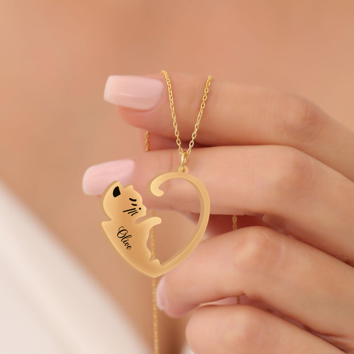 J'adore les chats - Collier pendentif personnalisé assorti à un motif chat