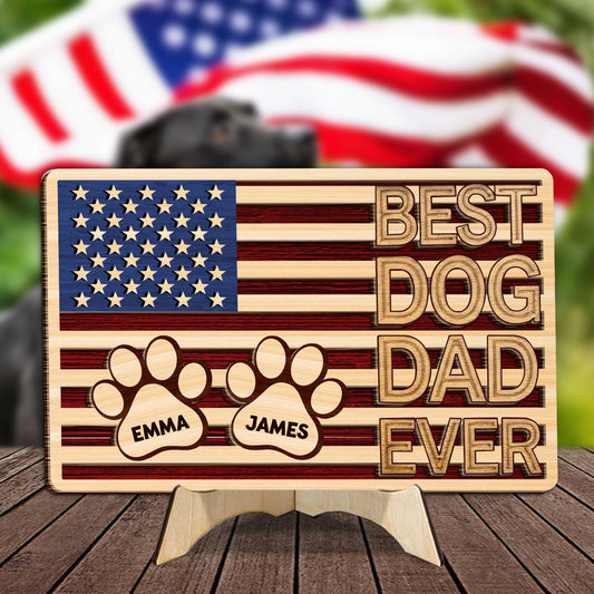 Bester Hundepapa aller Zeiten – Personalisiertes zweilagiges Holzschild „Hund“ / Holzplakette