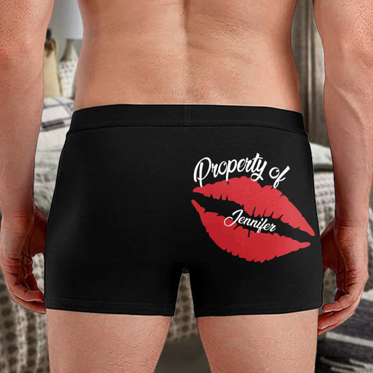 Lustiges Geschenk für ihn – Eigentum seiner Freundin – Personalisierte Boxershorts für Paare
