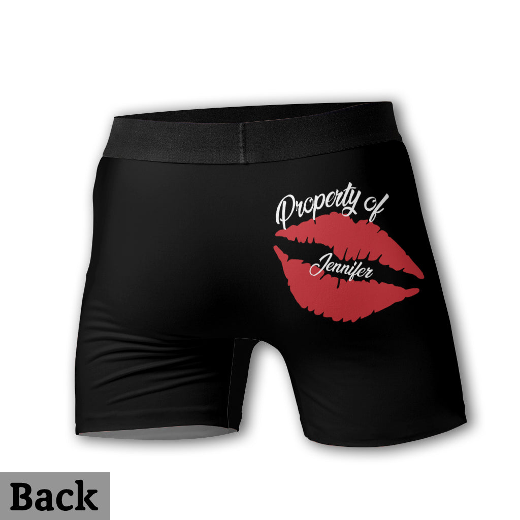 Cadeau humoristique pour lui, propriété de sa copine - Boxers personnalisés pour couple homme