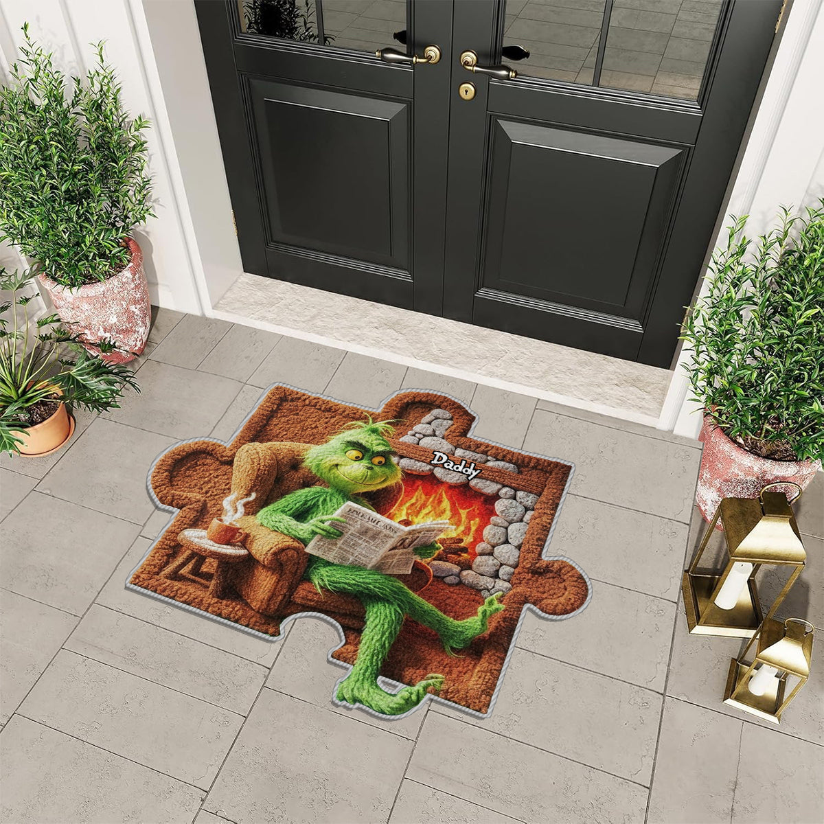 Grumpy Family Life Puzzle - Personalized Stole Christmas Non-Slip Tufted Rug