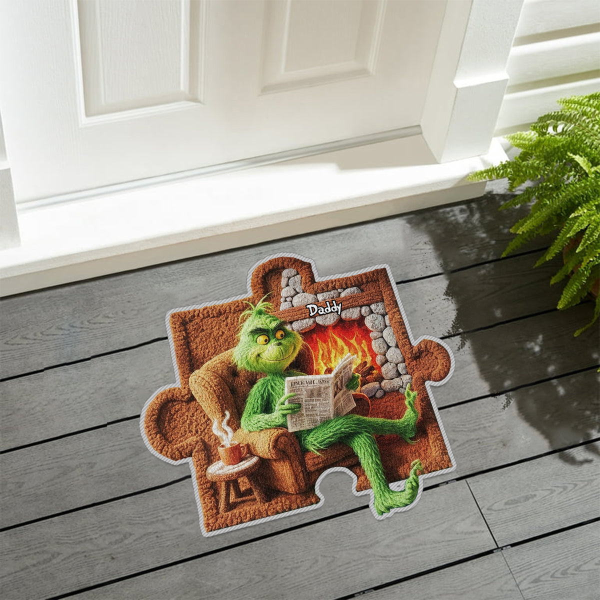 Grumpy Family Life Puzzle - Personalized Stole Christmas Non-Slip Tufted Rug