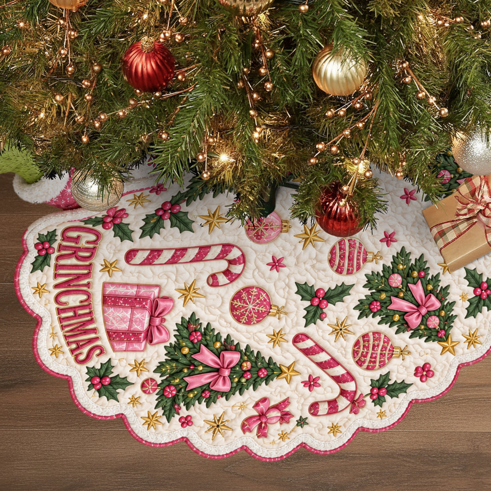 Merry Grinchmas - Personalized Stole Christmas Shaped Tree Skirt