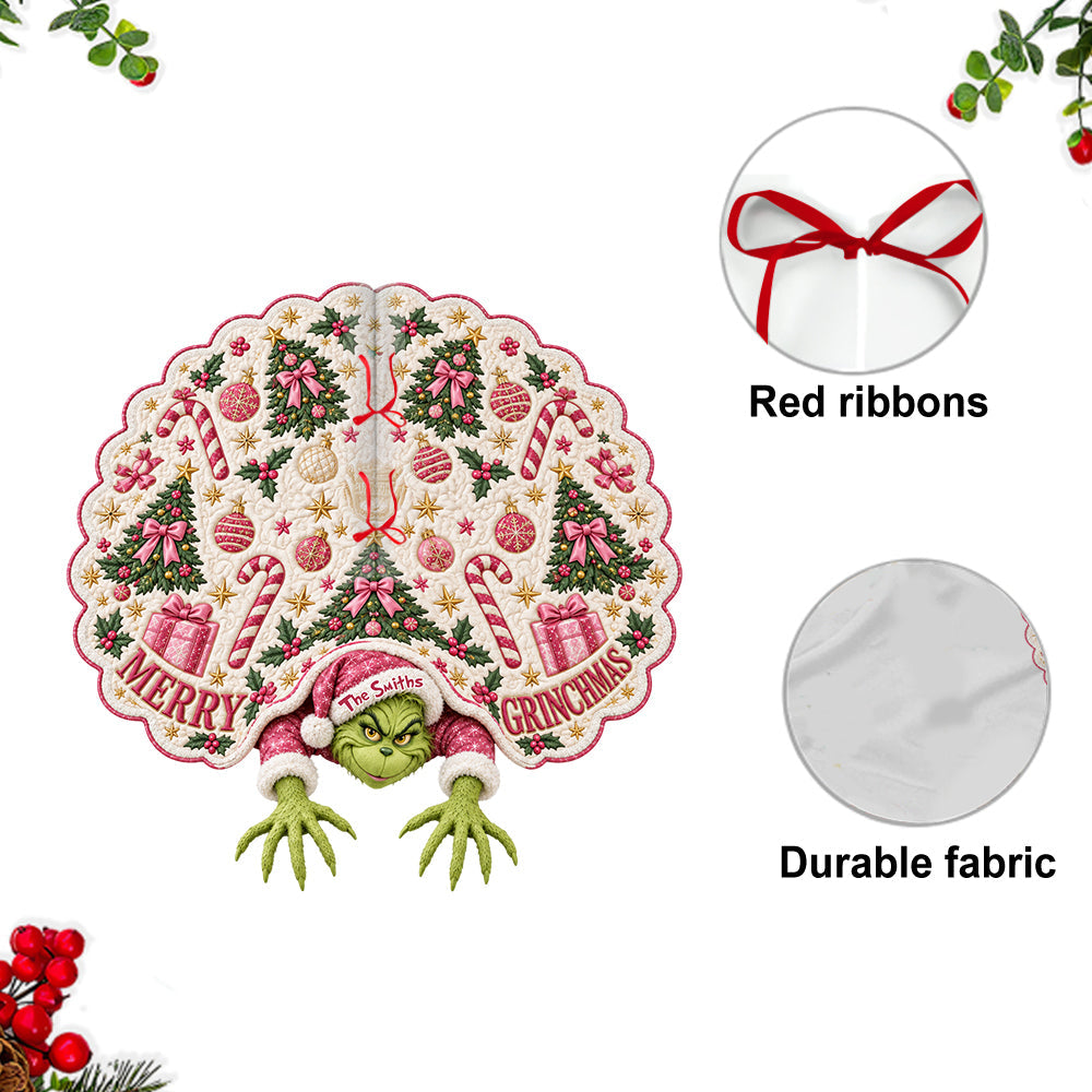 Merry Grinchmas - Personalized Stole Christmas Shaped Tree Skirt