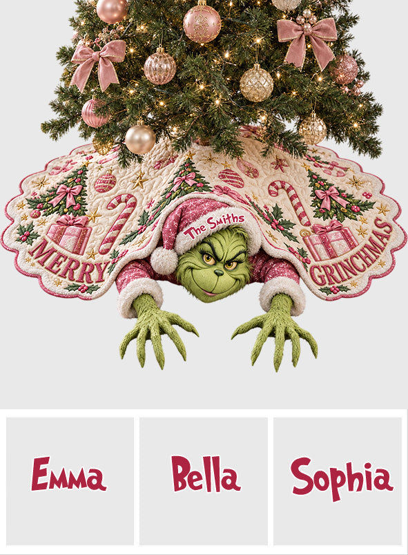 Merry Grinchmas - Personalized Stole Christmas Shaped Tree Skirt