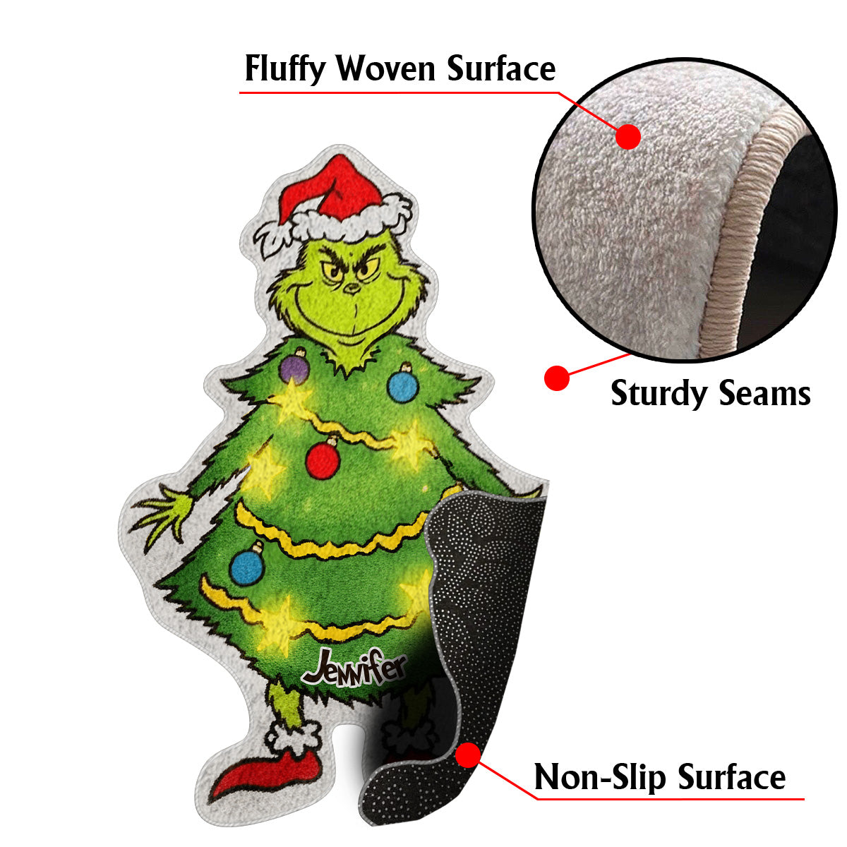 Joyeux Noël - Étole de Noël personnalisée Tapis touffeté antidérapant