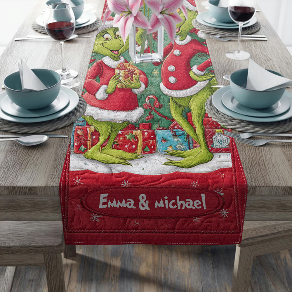 Couple Grinchmas - Personalized Stole Christmas Table Runner