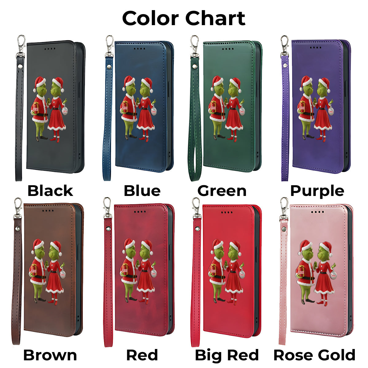 Cadeau de Noël Joyeux Grinchmas - Étui portefeuille/téléphone personnalisé avec bandoulière et motif étole de Noël