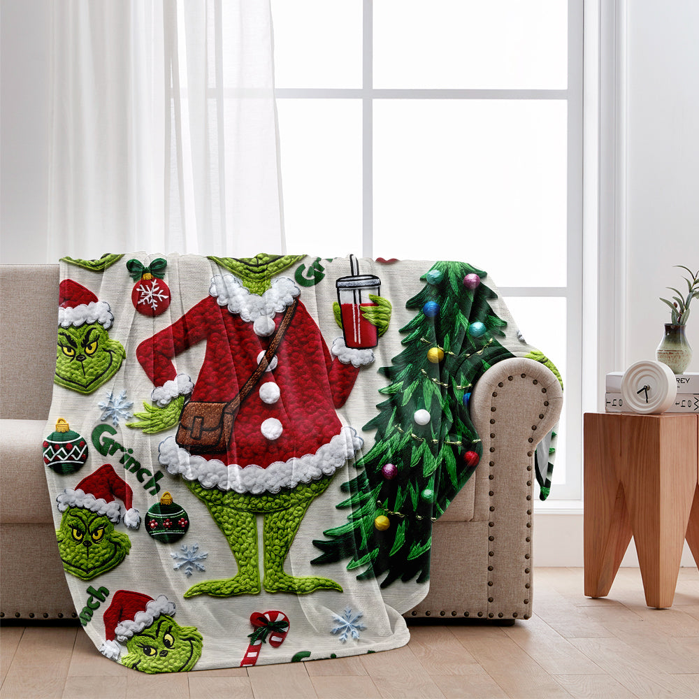 Merry Grinchmas - Personalized Stole Christmas Blanket