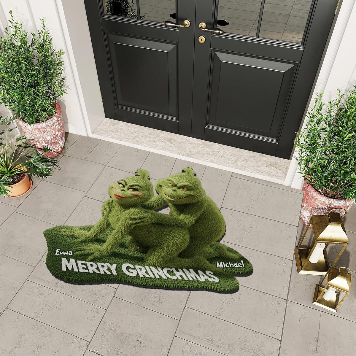 Green Mischief Holiday - Personalized Stole Christmas Non-Slip Tufted Rug